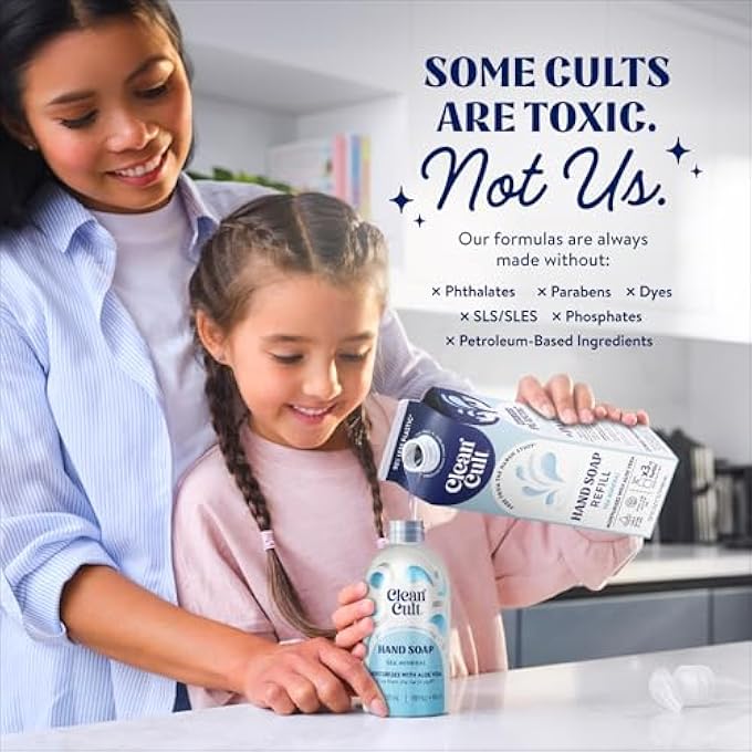 Cleancult LIQUID HAND SOAP REFILLS (32OZ, 1 PACK) - HAND SOAP THAT NOURISHES & MOISTURIZES - LIQUID SOAP FREE OF HARSH CHEMICALS - PAPER BASED ECO REFILL, USES 90% LESS PLASTIC - SEA MINERALS - Image 5